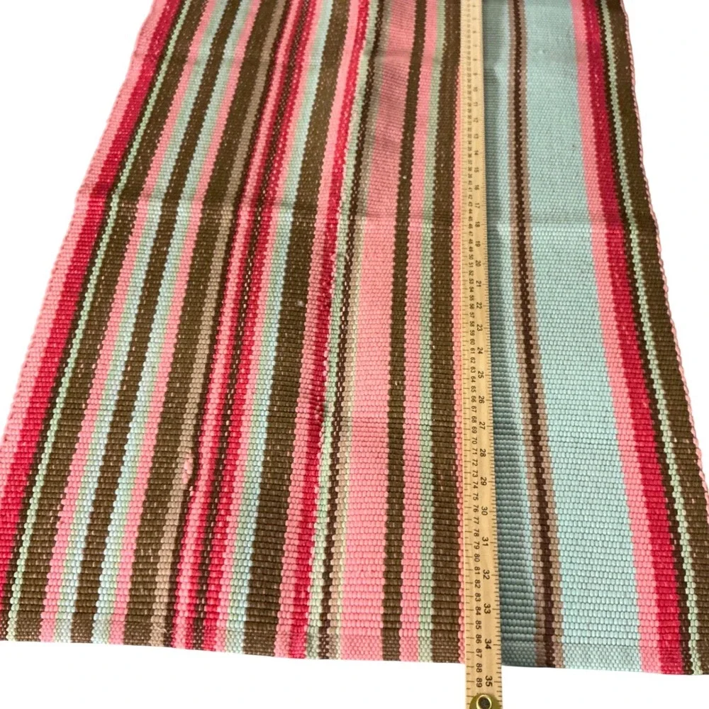 Dash & Albert Handwoven Striped Polypropylene UV Rug 2x3 Pink Brown Multi